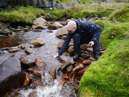 Matt collecting water from the Rawthey