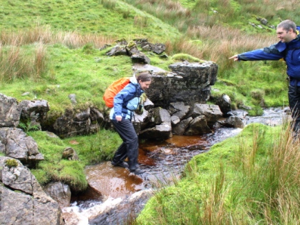 Jo crossing Haskhaw Gill