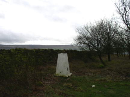 The trig point on Ellishaw Hill
