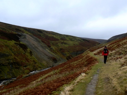 Lisa on the path climbing to Swina Bank Scar