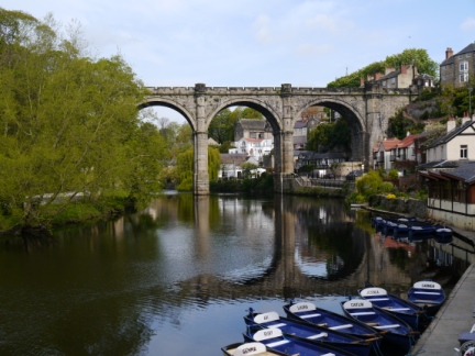 Knaresborough waterfront looking to the viaduct