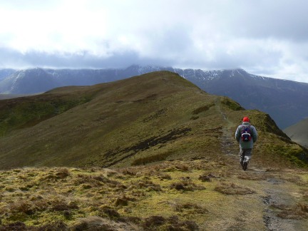 Nick approaching the top of Knott Rigg