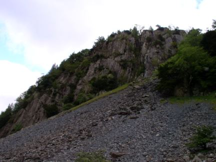 Looking up at Castle Crag