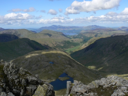 The view north over Sprinkling Tarn from Great End