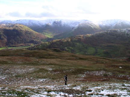 Lisa climbing Birks from Trough Head