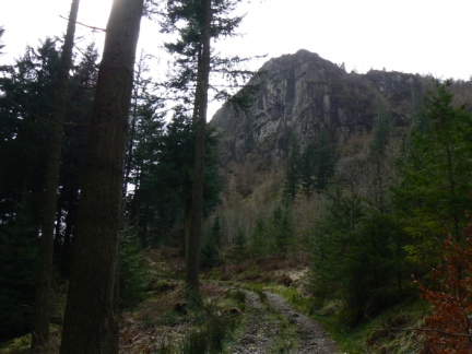Looking up at Raven Crag