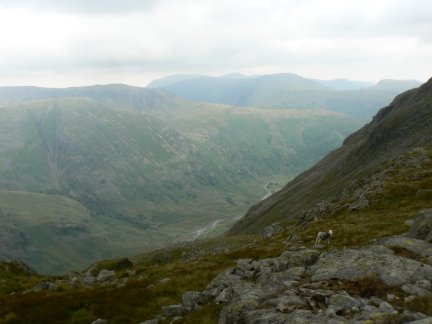 Looking down into the valley above Seathwaite