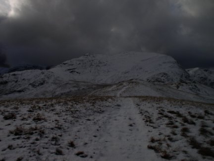The sky above St Sunday Crag was almost black