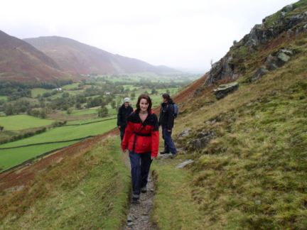 Lisa, Rachel and Sally on the path above Newlands