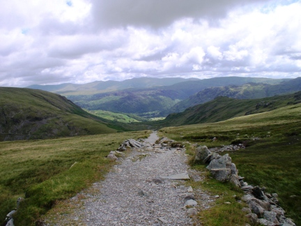 The dismantled tramway leading to Honister Hause