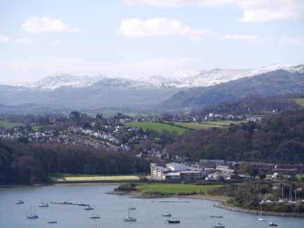 The snow covered tops of the Carneddau