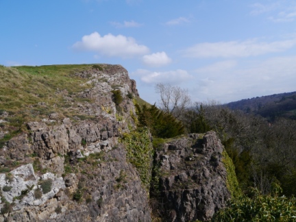 The limestone cliffs to the south of the summit
