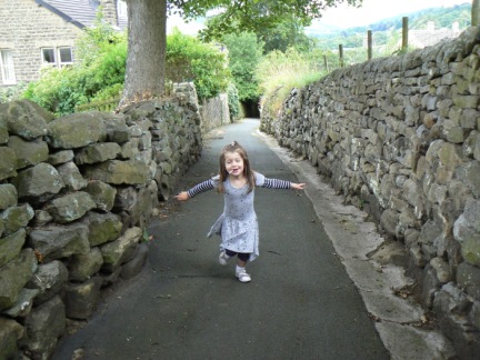 Rhiannon 'flying' up the start of the Panorama Walk