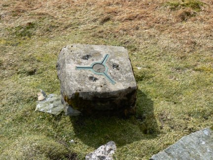 Part of the shattered trig point on Meldon Hill