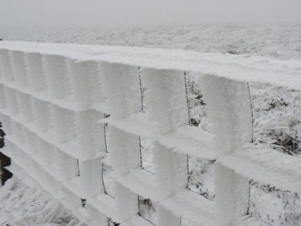 Ice formations on one of the many fences we followed