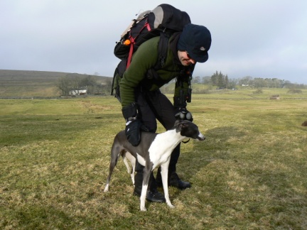 Matt with the young greyhound that followed us for a while