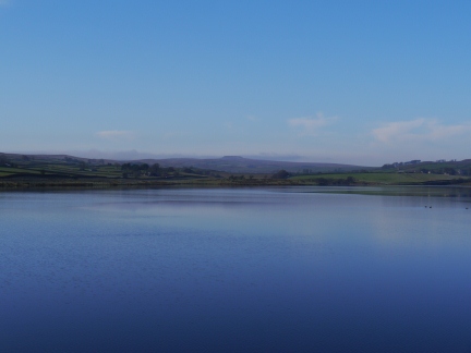 Looking along Hury Reservoir to a distant Shacklesborough