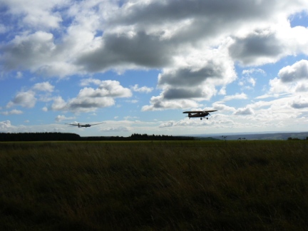 A glider taking off