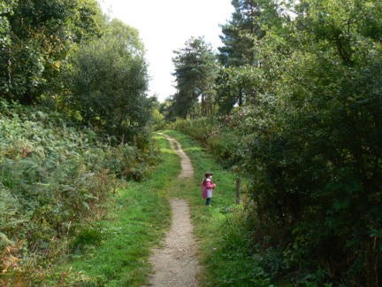 Rhiannon on the woodland path back to the car park