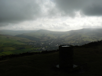 The memorial topograph on Lantern Pike looking down to Hayfield