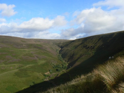 Looking back up Torside Clough towards Bleaklow