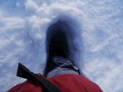 Some of the surviving snow drifts were almost thigh deep