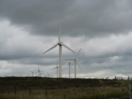 A few of the turbines of the Ovenden Moor Windfarm