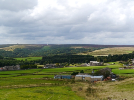 Looking across Soil Hill Farm towards Ovenden Moor