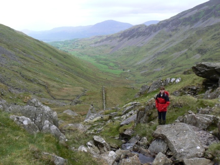 Lisa at the start of the descent into Cwm Croesor