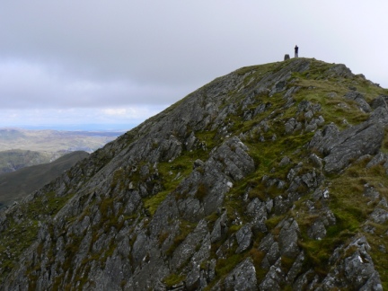 A more distant shot of Dave on Moelwyn Mawr