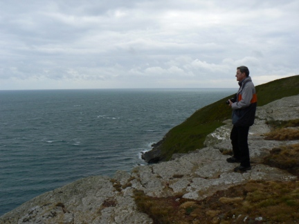 Dave enjoying the cliff top views from Trwyn Llech-y-doll