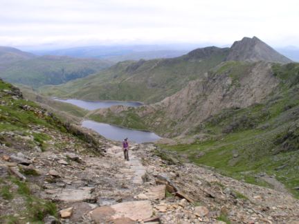 Lisa climbing the Pyg Track