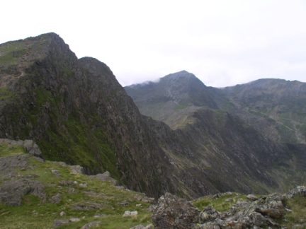 Looking back to Y Lliwedd and Snowdon